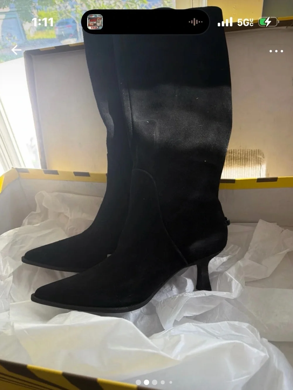 Sam Edelman Black Over-The-Knee Pointed Toe Kitten Heel Boot